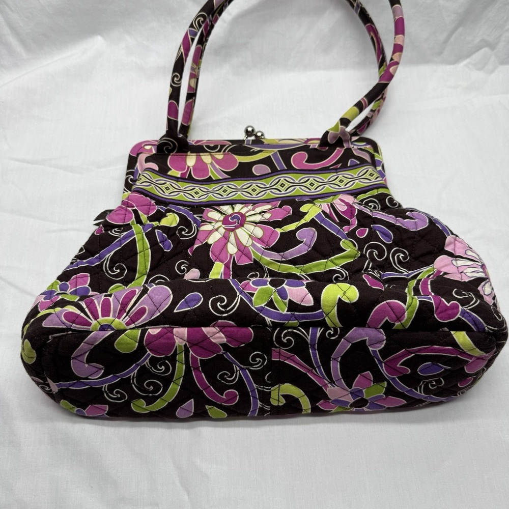 Vera Bradley Alice Loves‎ Me Purple Punch Kiss Lock Purse Bag Quilted Retired - Picture 7 of 14